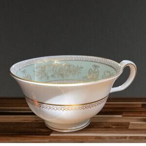 Wedgwood Columbia Gold Sage Green Peony Shape Footed Cup Griffin Roses China Tea